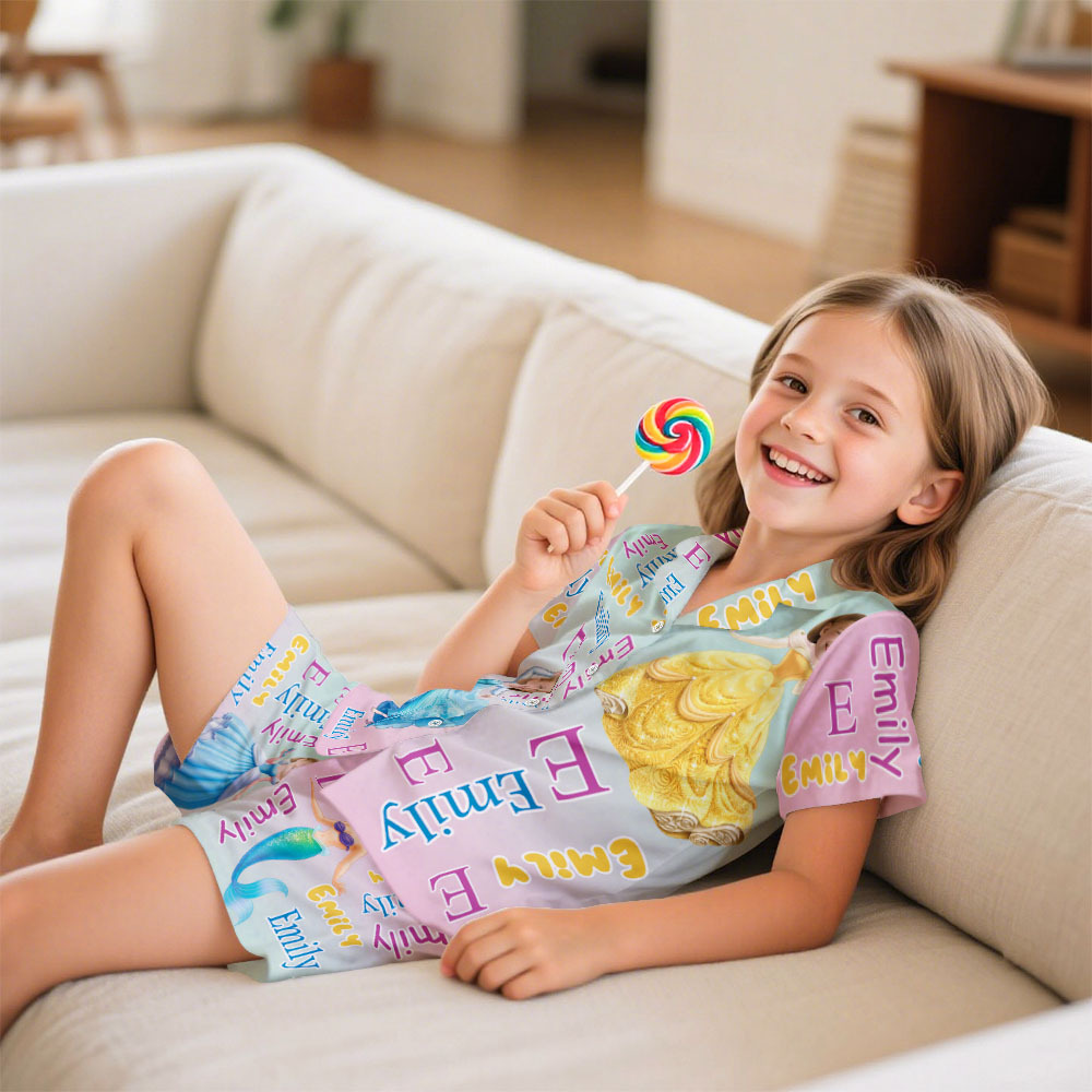 Custom Face Short Sleeve Pajamas Ice Princess Pajamas For Girl - MyfaceboxerUK