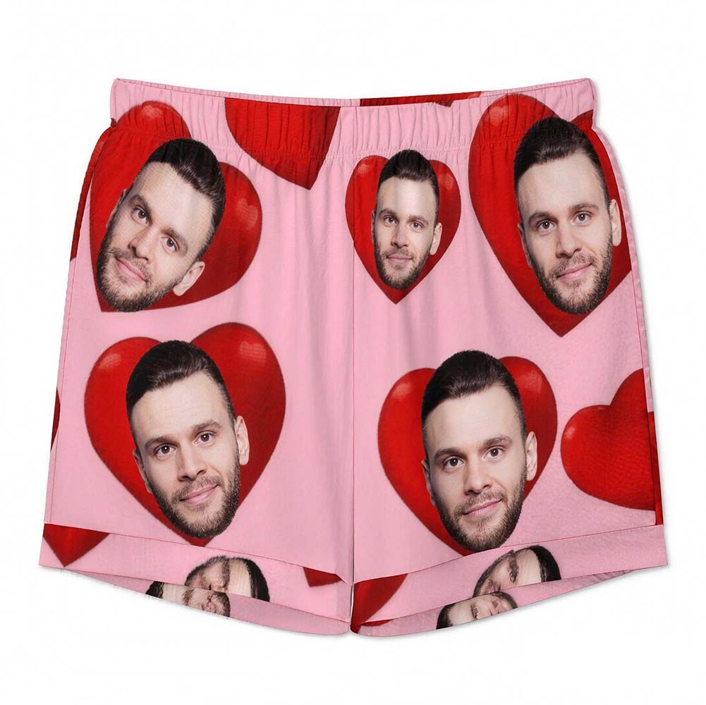 Custom Pajamas with Embedded Photo Hearts Adjustable Waistband Valentine's Day Gift