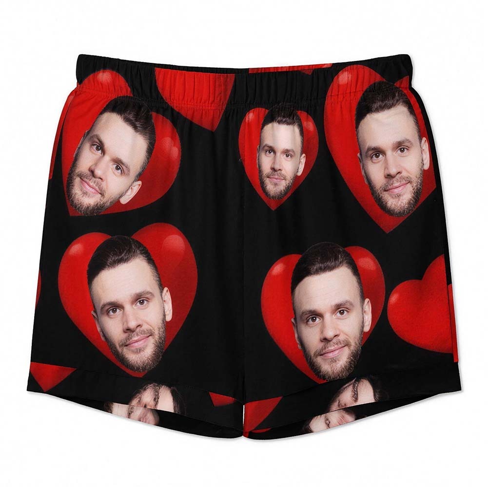 Custom Pajamas with Embedded Photo Hearts Adjustable Waistband Valentine's Day Gift