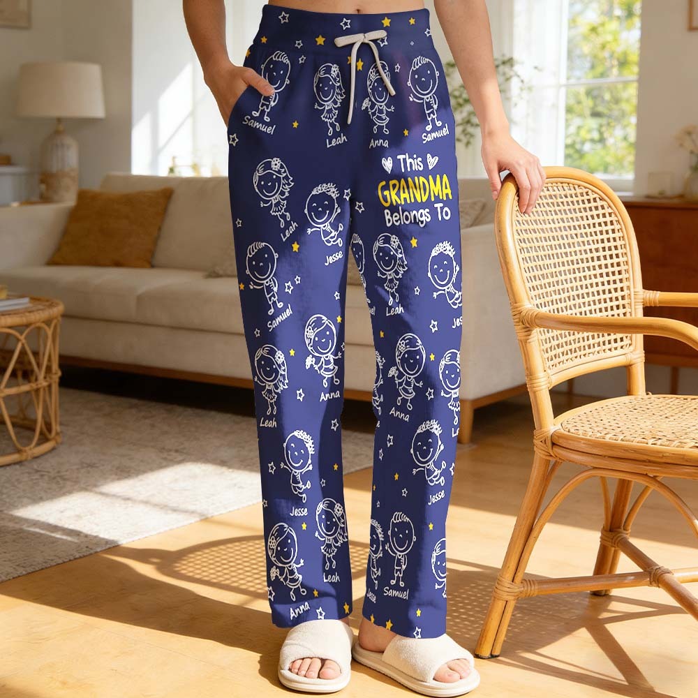 Personalised Pajama Pants - "This Grandma/Grandpa Belongs To" Kids Doodle Design