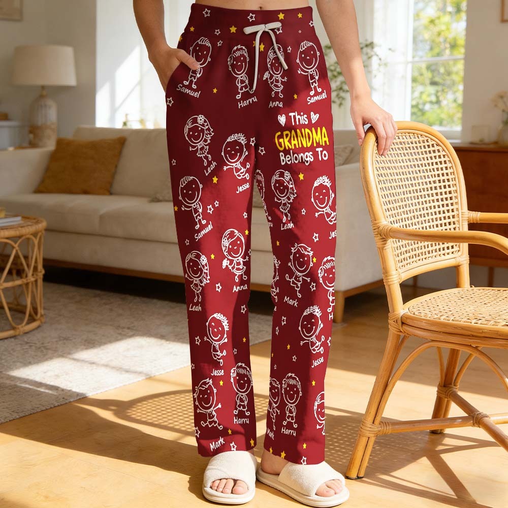 Personalised Pajama Pants - "This Grandma/Grandpa Belongs To" Kids Doodle Design