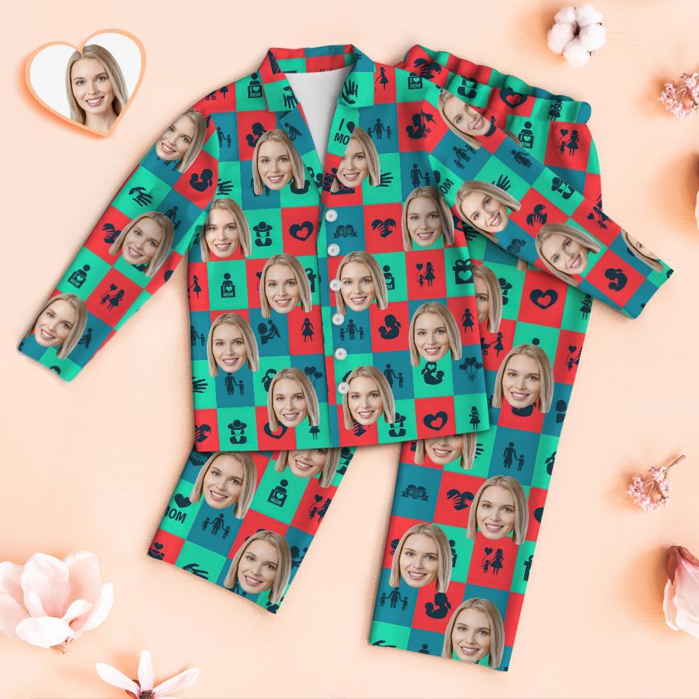 Custom Face Pajamas Symbol of Mum Personalized Photo Pajamas Set Mother's Day Gifts - MyFaceBoxerUK