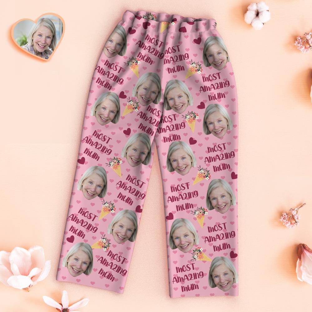 Custom Face Pajamas Most Amazing Mum Personalized Photo Pajamas Set Mother's Day Gifts