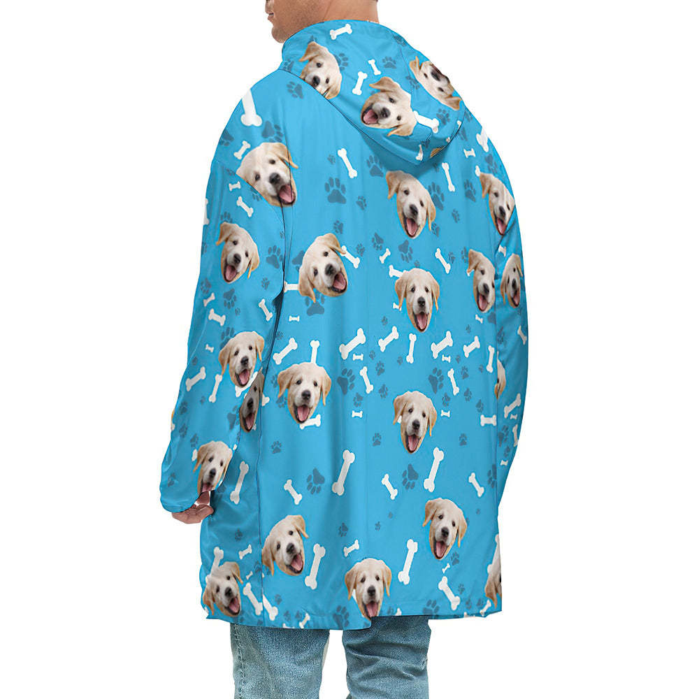 Custom Face Adult Unisex Blanket Hoodie Personalized Blanket Pajama Gift Pet Dog - MyFaceBoxerUK