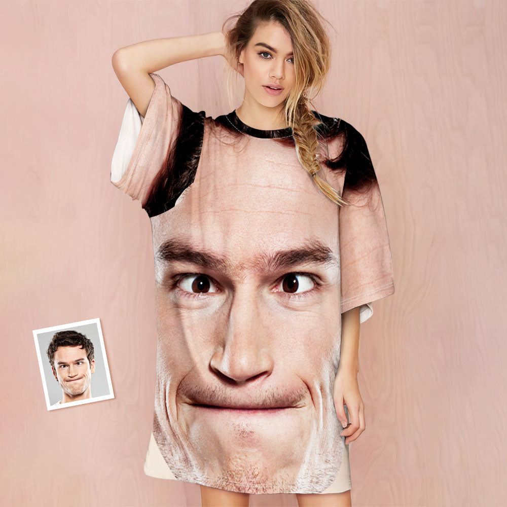 Custom Photo Face Nightdress Creative Spoof Man Face Funny Gifts	 - MyFaceBoxerUK