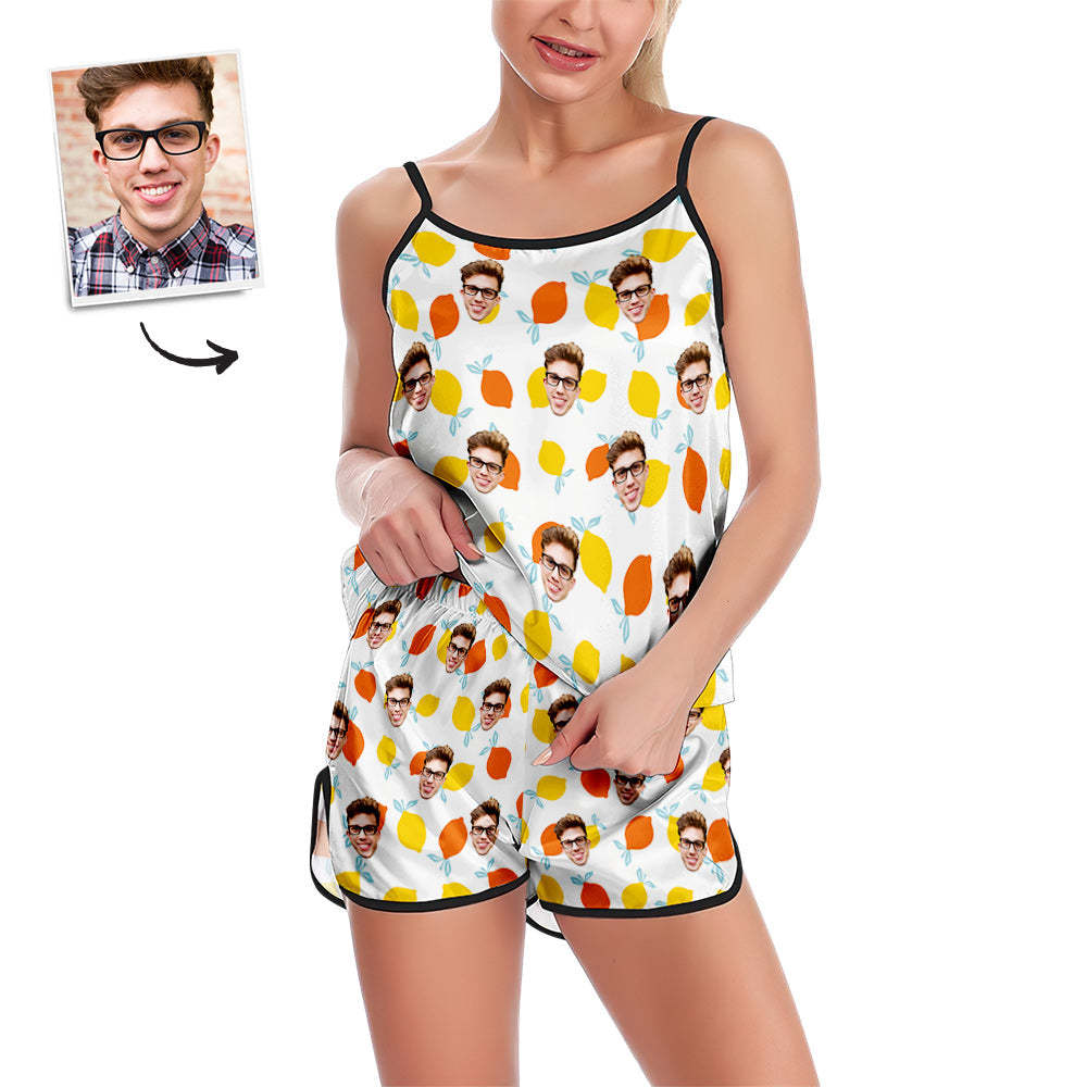 Custom Face Pajamas Cool Summer Suspender Sleepcoat Shorts Lingerie Set Summer Sleepwear - MyFaceBoxerUK