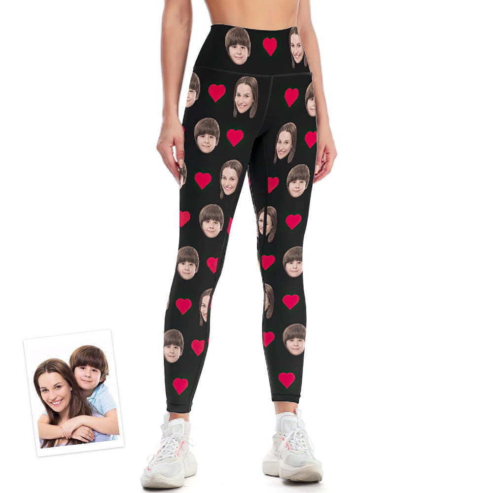 Custom Face Leggings Heart Yoga Pants Gift for Her	 - MyFaceBoxerUK