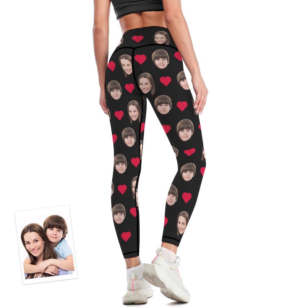 Custom Face Leggings Heart Yoga Pants Gift for Her - MyFaceBoxerUK
