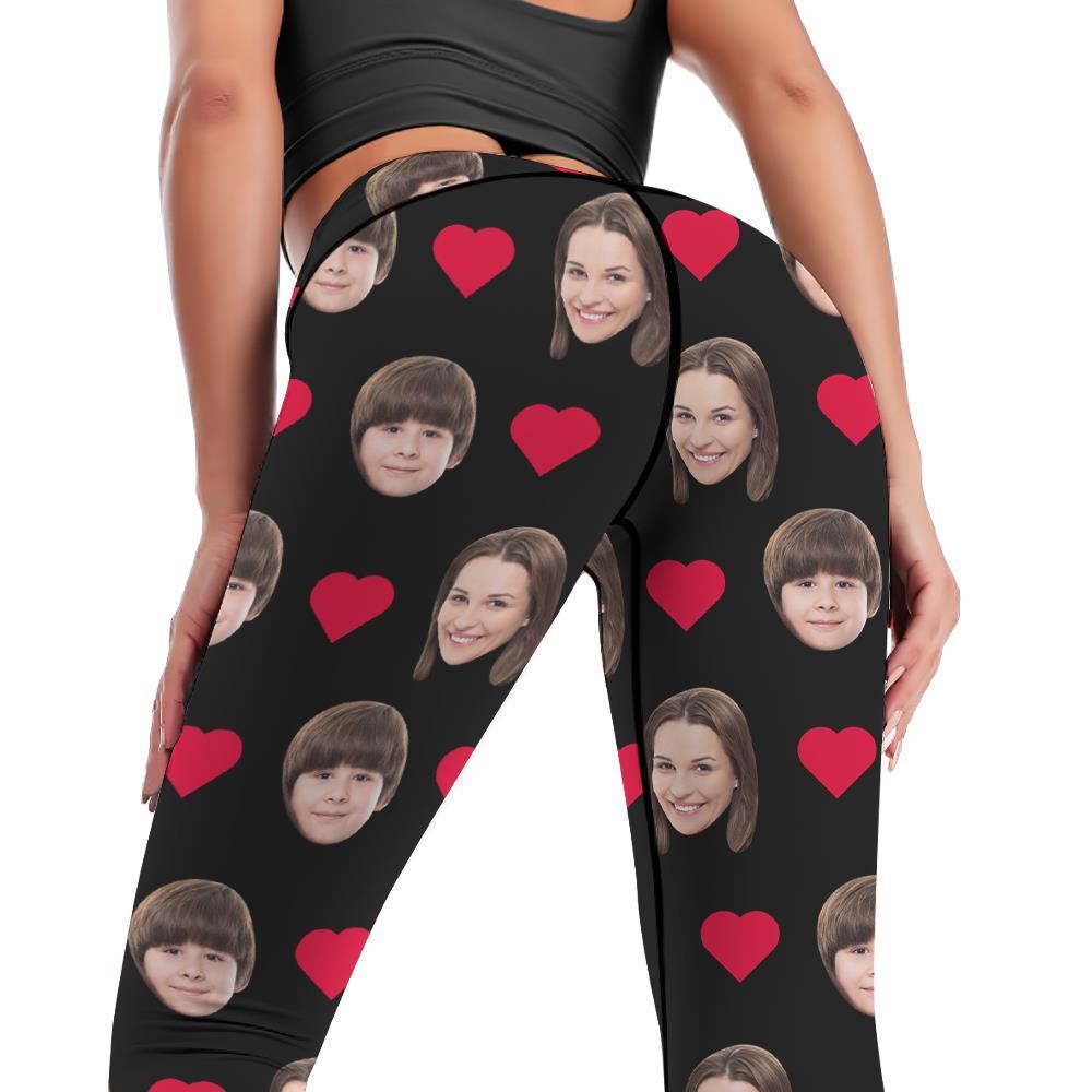 Custom Face Leggings Heart Yoga Pants Gift for Her - MyFaceBoxerUK