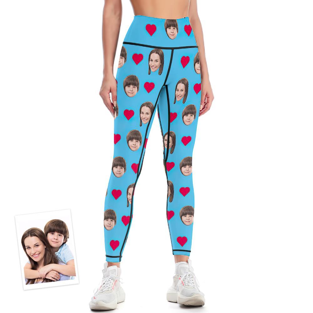 Custom Face Leggings Heart Yoga Pants Gift for Her	 - MyFaceBoxerUK