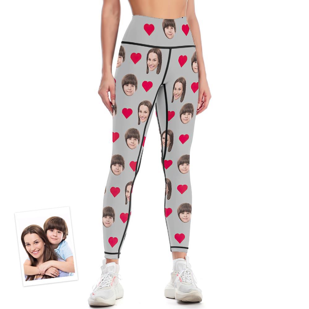 Custom Face Leggings Heart Yoga Pants Gift for Her - MyFaceBoxerUK