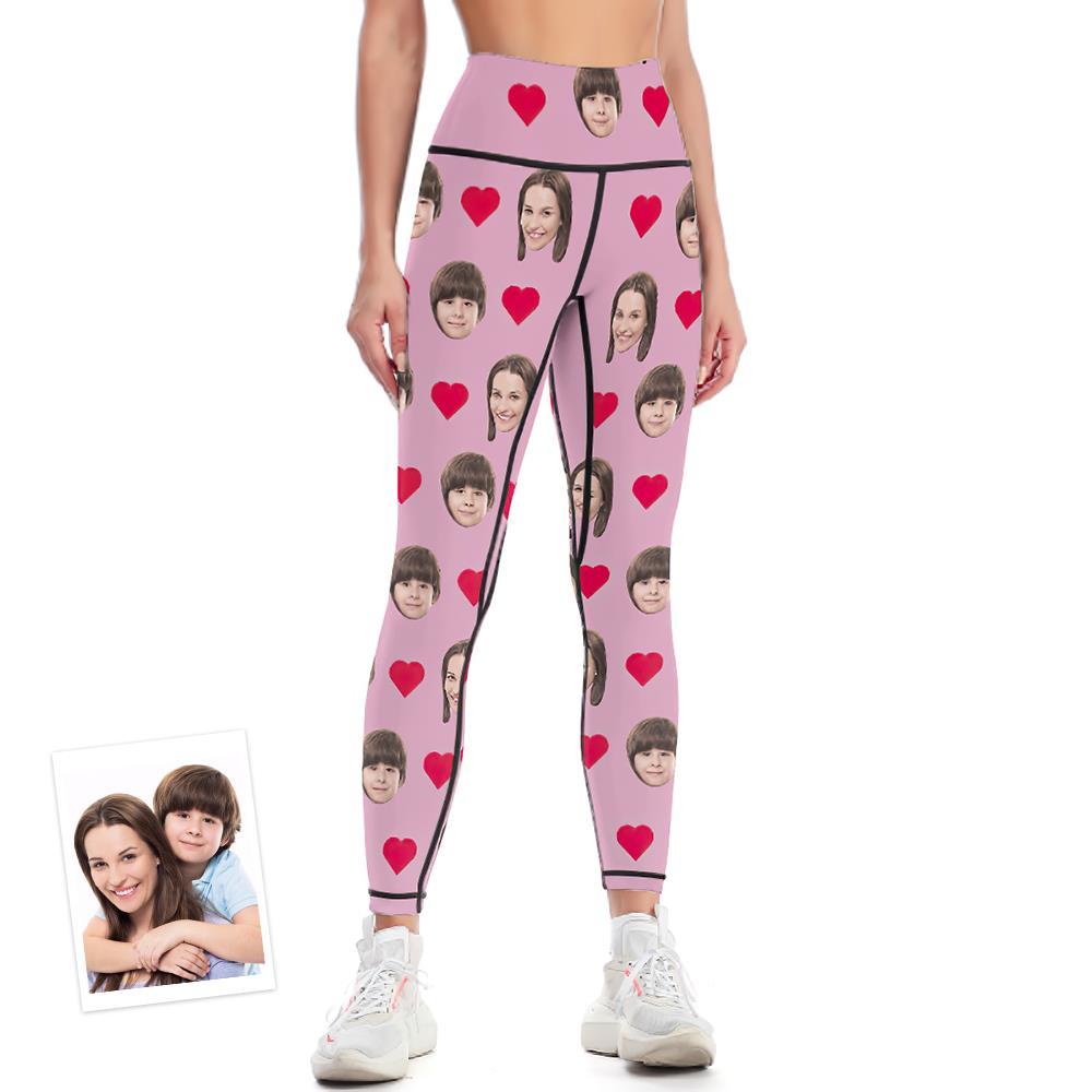 Custom Face Leggings Heart Yoga Pants Gift for Her	 - MyFaceBoxerUK