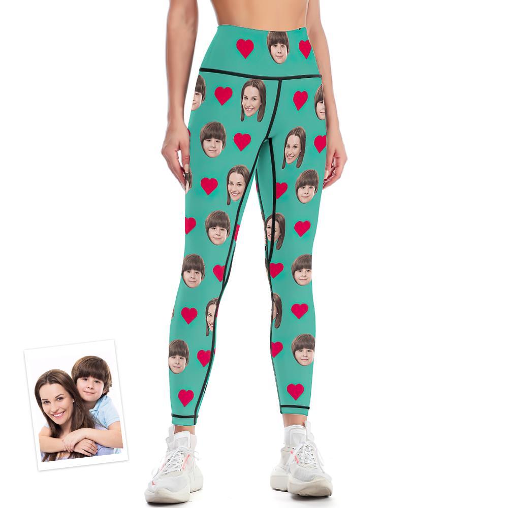 Custom Face Leggings Heart Yoga Pants Gift for Her - MyFaceBoxerUK