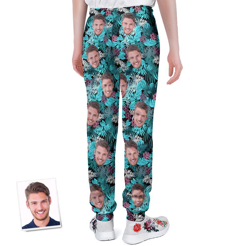 Custom Face Sweatpants Personalized Leaves Design Unisex Joggers - MyFaceBoxerUK