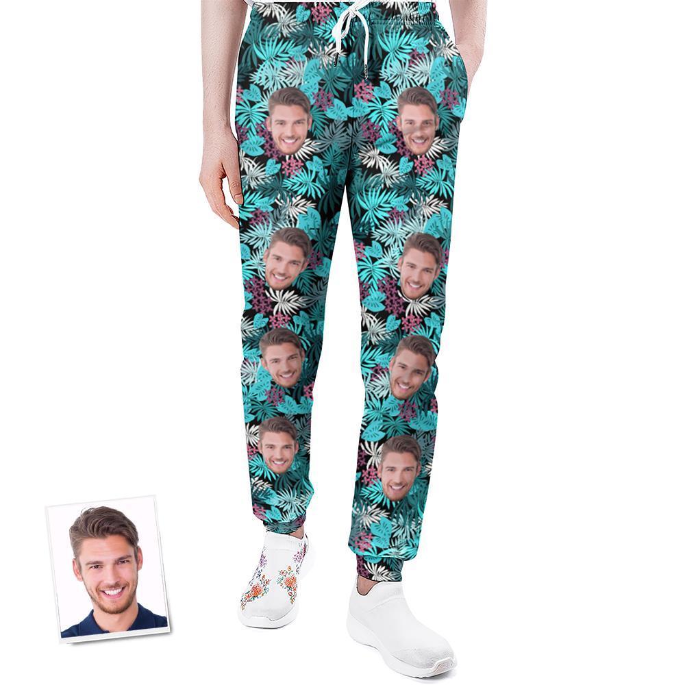 Custom Face Sweatpants Personalized Leaves Design Unisex Joggers - MyFaceBoxerUK
