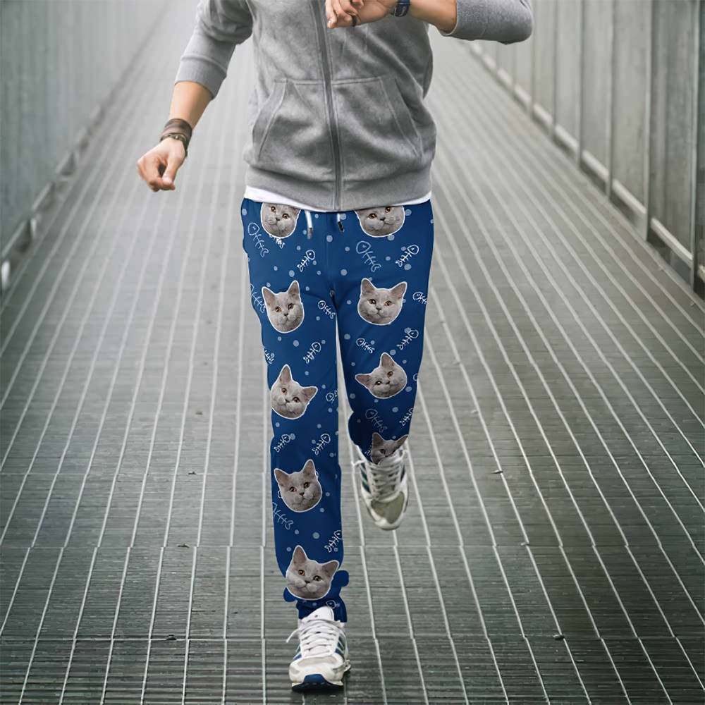Custom Cat Face Sweatpants Unisex Joggers Gift For Pet Lovers - MyFaceBoxerUK