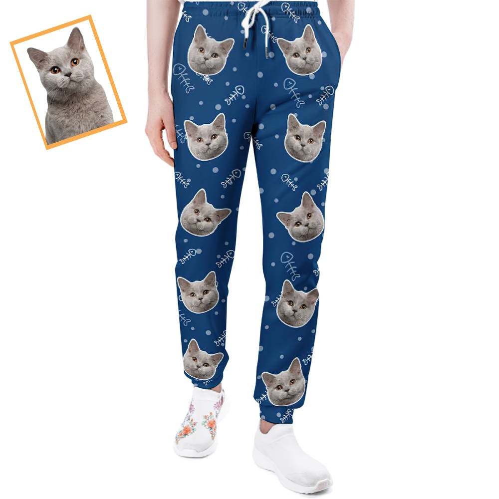 Custom Cat Face Sweatpants Unisex Joggers Gift For Pet Lovers - MyFaceBoxerUK