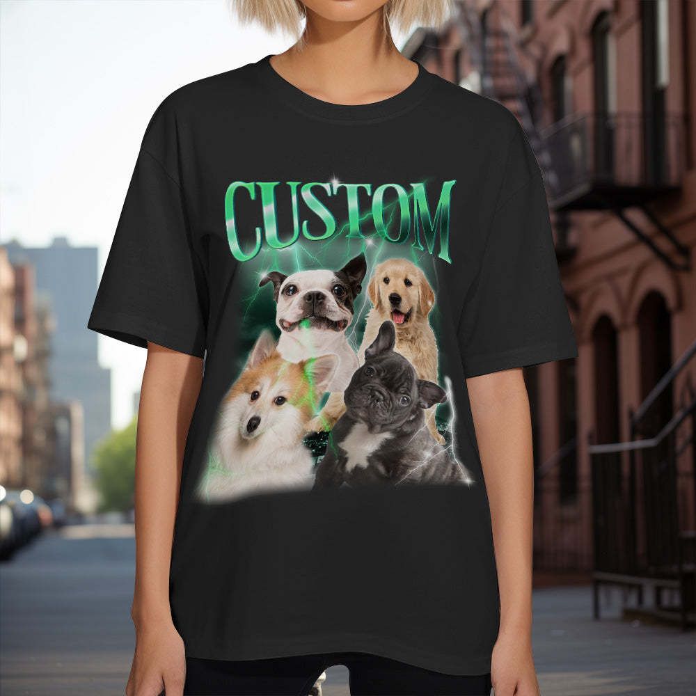 Custom Photo Vintage Tee Personalized Name T-shirt Pet Lover Gifts - MyFaceBoxerUK