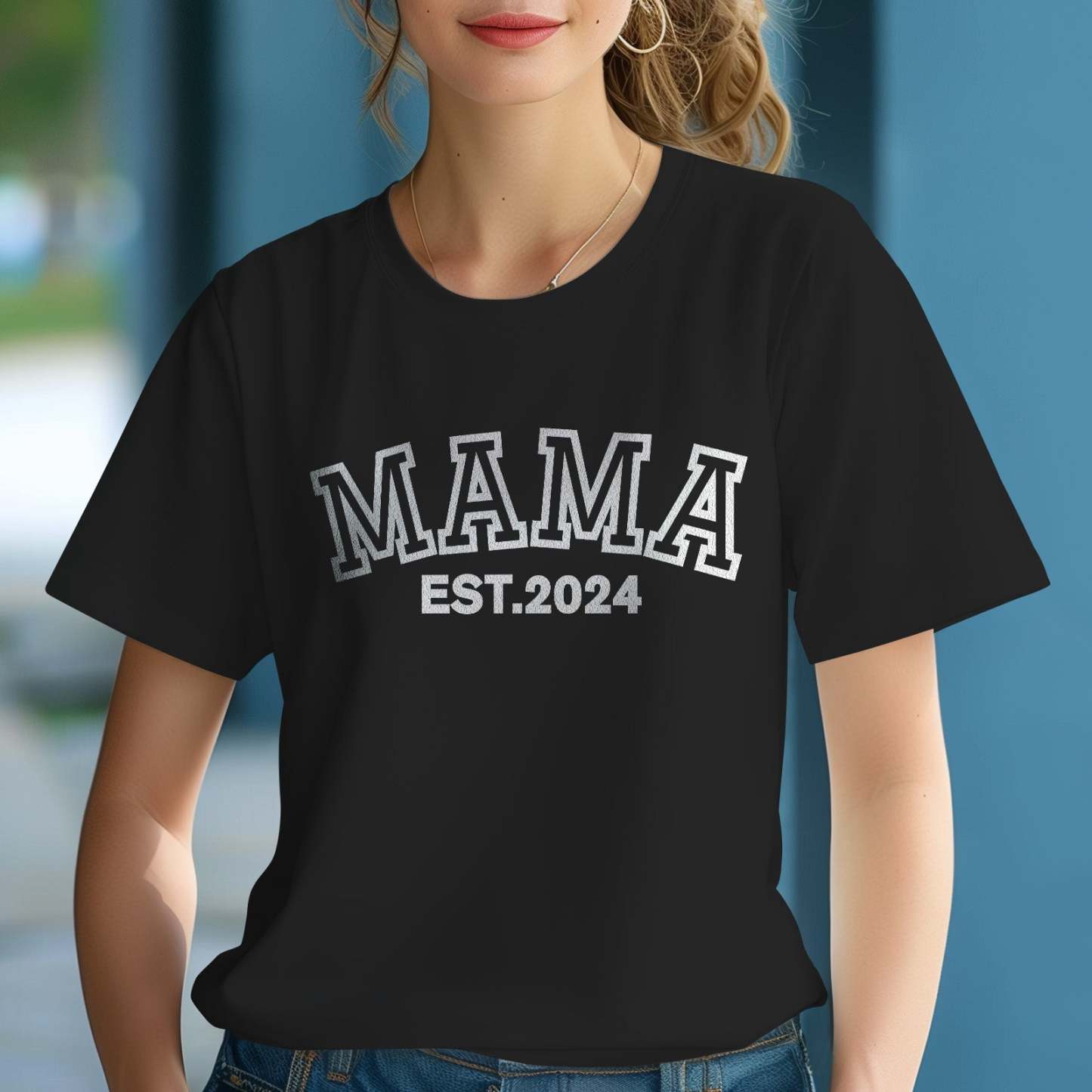 Custom Mama T-shirt EST 2024 T-shirt Mother's Day Gift - MyFaceBoxerUK