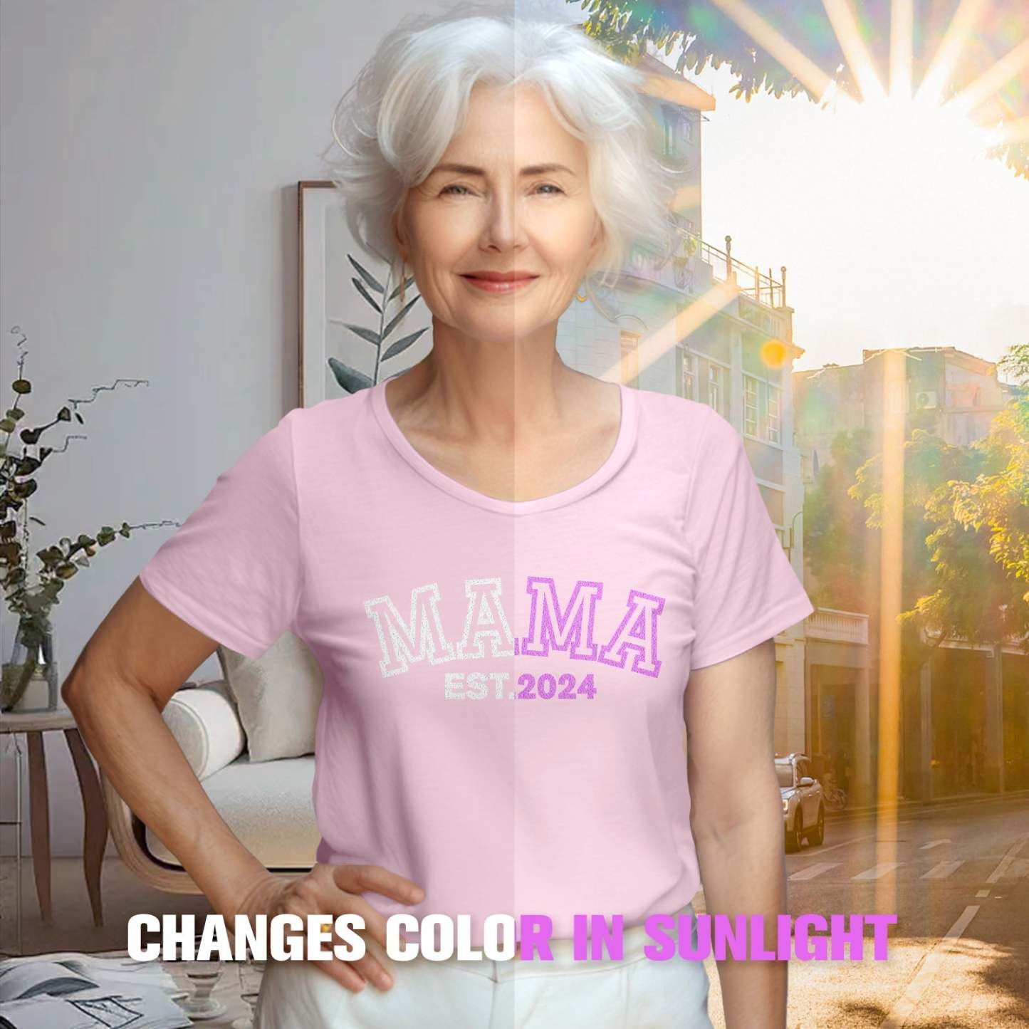 Custom Mama T-Shirt Light-changing T-shirt Mother's Day Gift - MyFaceBoxerUK
