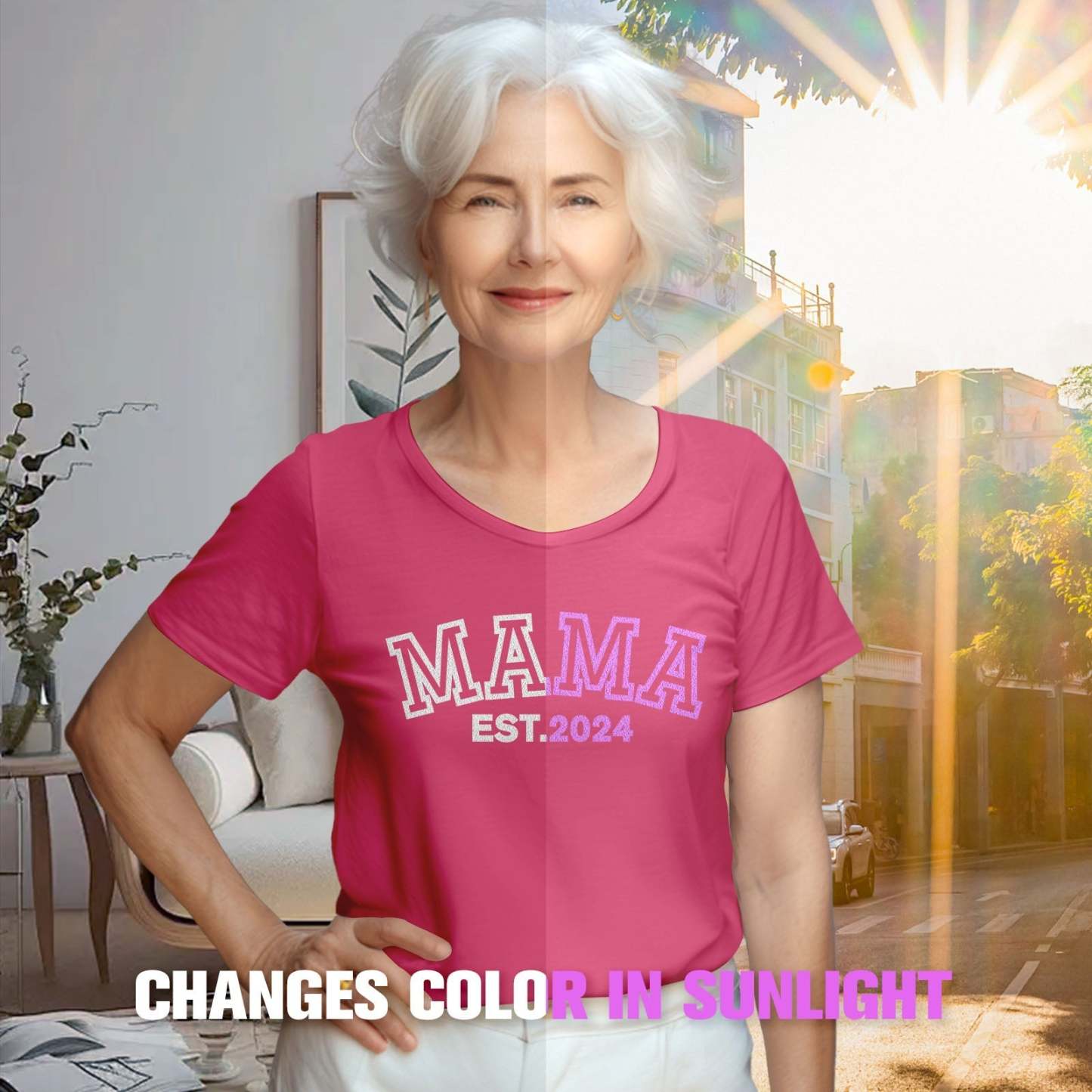 Custom Mama T-Shirt Light-changing T-shirt Mother's Day Gift - MyFaceBoxerUK