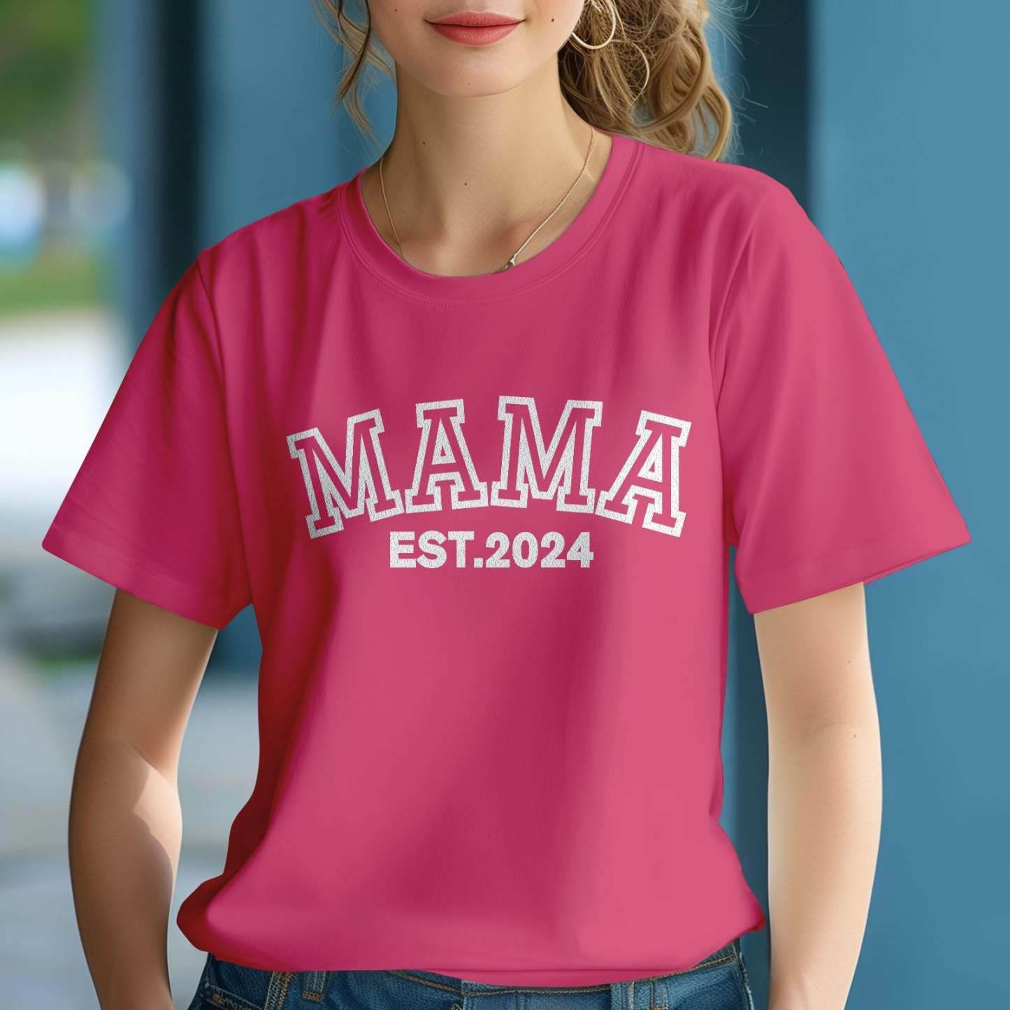 Custom Mama T-shirt EST 2024 T-shirt Mother's Day Gift - MyFaceBoxerUK