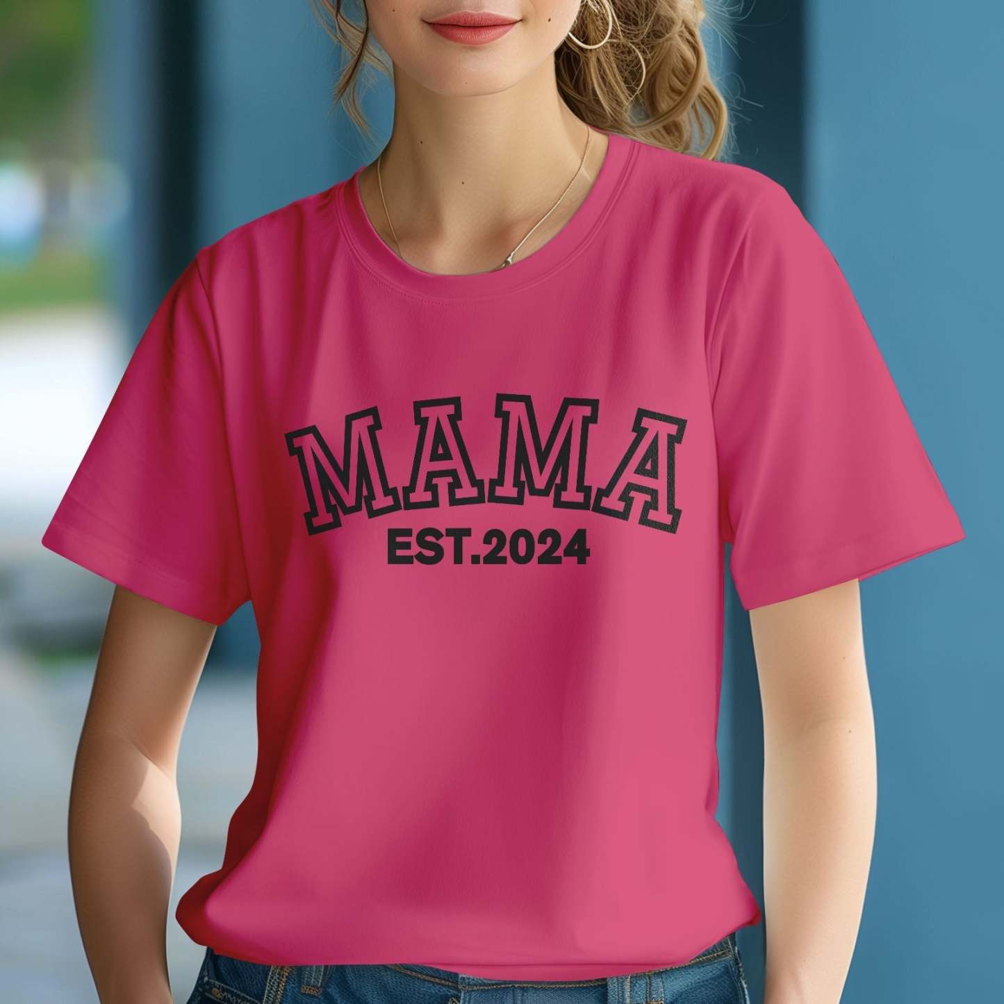Custom Mama T-shirt EST 2024 T-shirt Mother's Day Gift - MyFaceBoxerUK