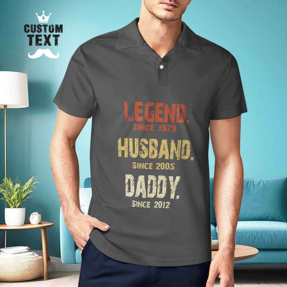 Custom Men's Polo Shirt Personalized Text Polo Shirt Father's Day Gift - MyFaceBoxerUK