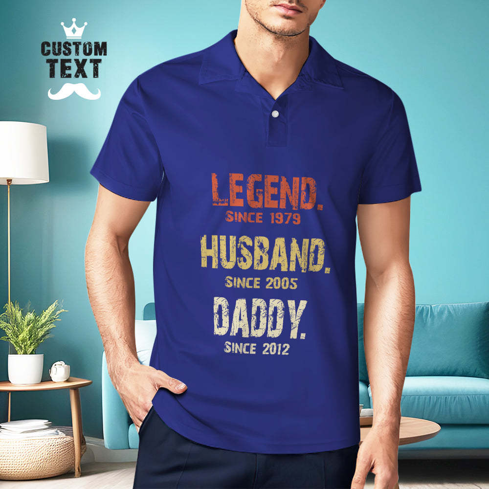 Custom Men's Polo Shirt Personalized Text Polo Shirt Father's Day Gift - MyFaceBoxerUK