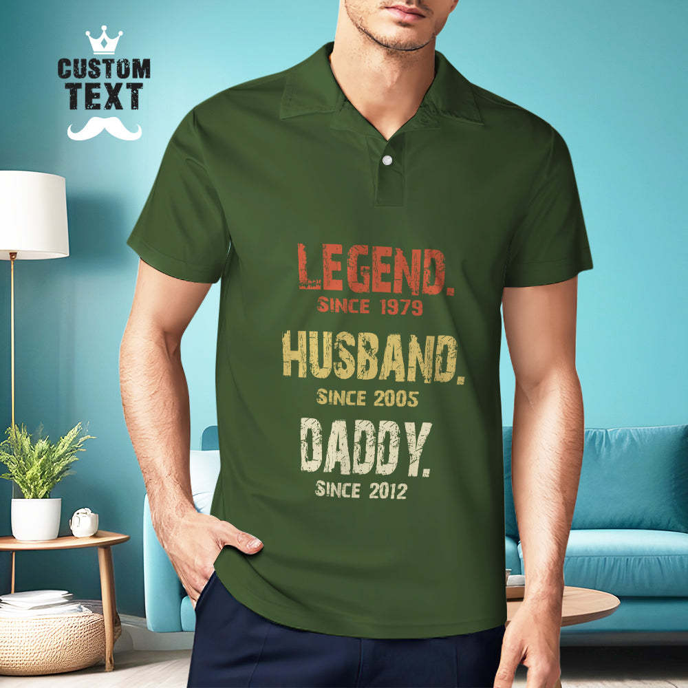 Custom Men's Polo Shirt Personalized Text Polo Shirt Father's Day Gift - MyFaceBoxerUK