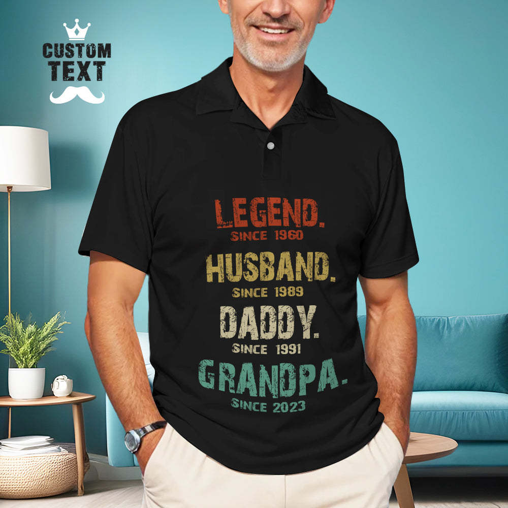 Custom Men's Polo Shirt Personalized Text Polo Shirt Father's Day Gift - MyFaceBoxerUK