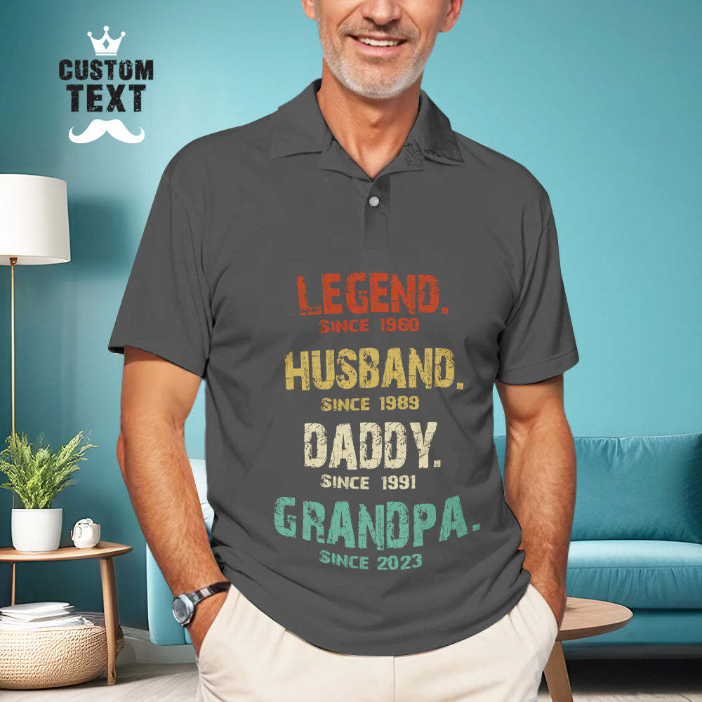 Custom Men's Polo Shirt Personalized Text Polo Shirt Father's Day Gift - MyFaceBoxerUK