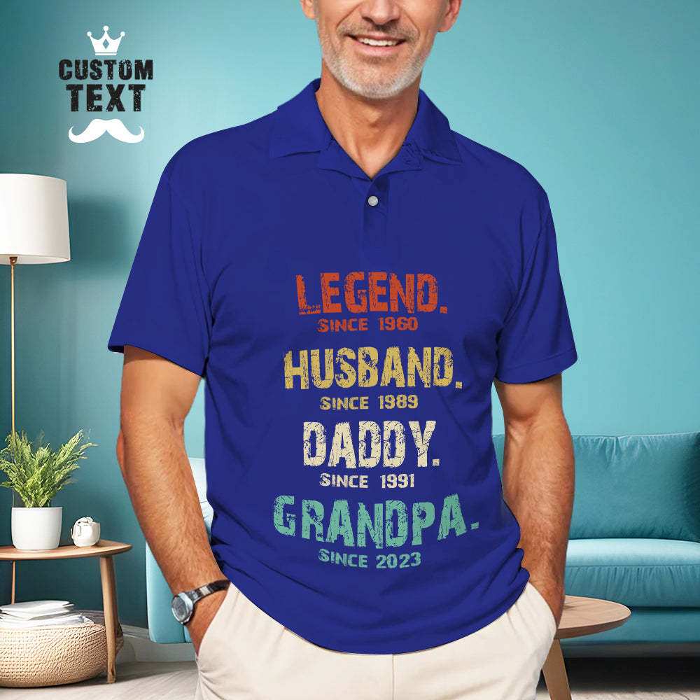 Custom Men's Polo Shirt Personalized Text Polo Shirt Father's Day Gift - MyFaceBoxerUK
