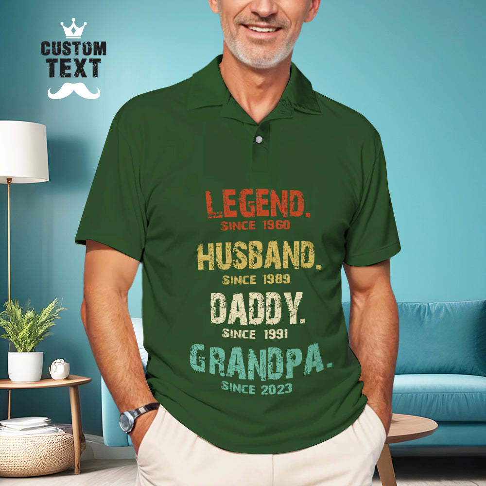 Custom Men's Polo Shirt Personalized Text Polo Shirt Father's Day Gift - MyFaceBoxerUK