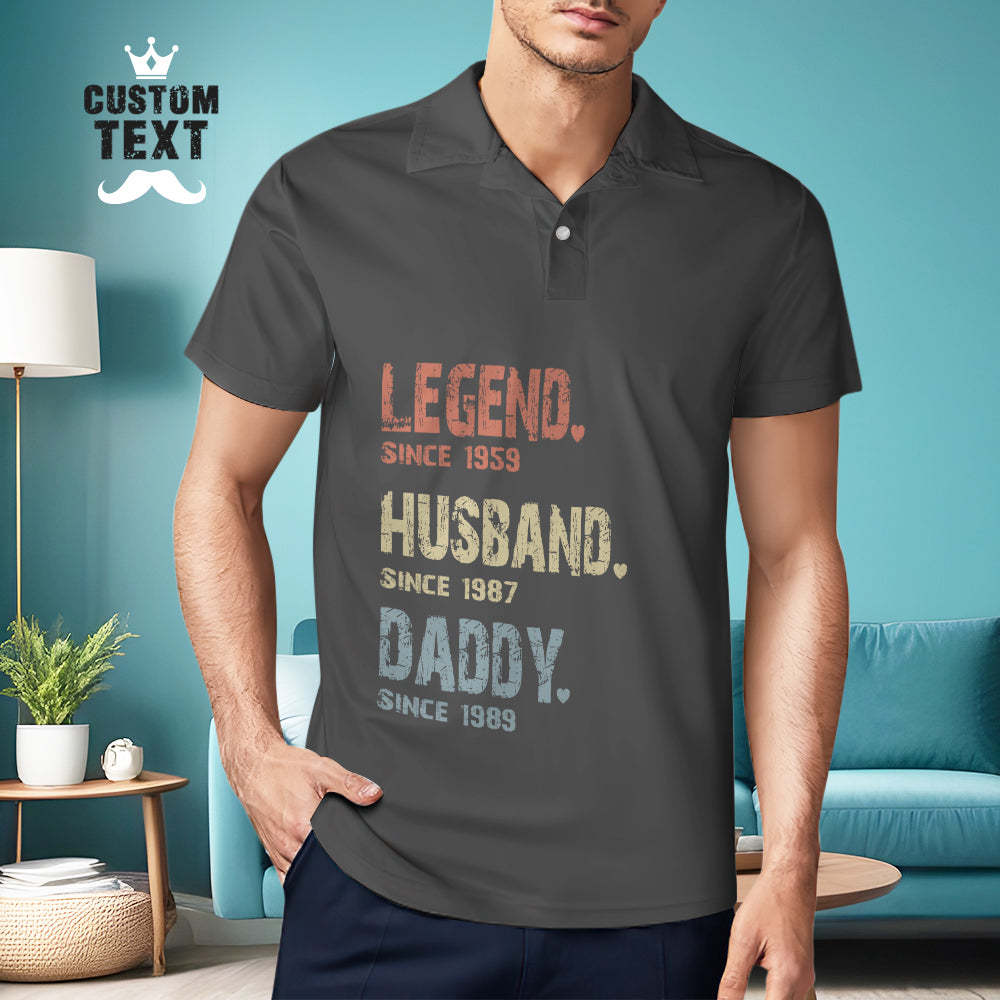 Custom Polo Shirt For Men Personalized Text Polo Shirt Father's Day Gift - MyFaceBoxerUK