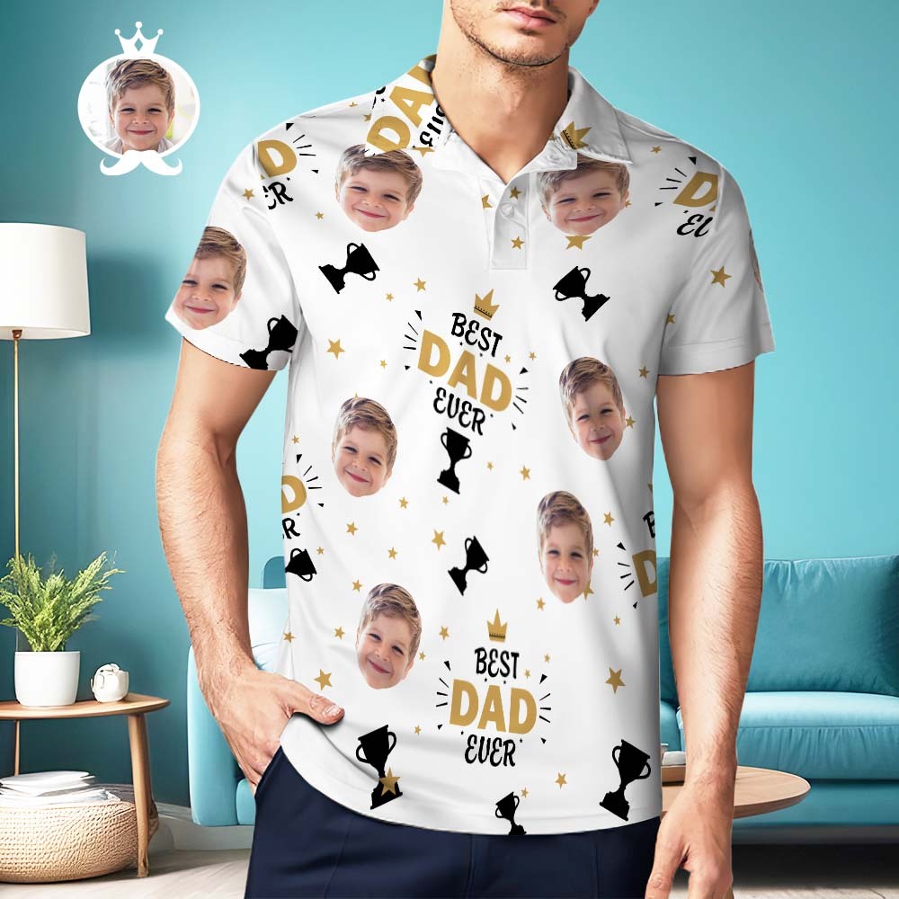 Custom Photo Men's Polo Shirt Best Dad Ever Father's Day Gift - MyFaceBoxerUK