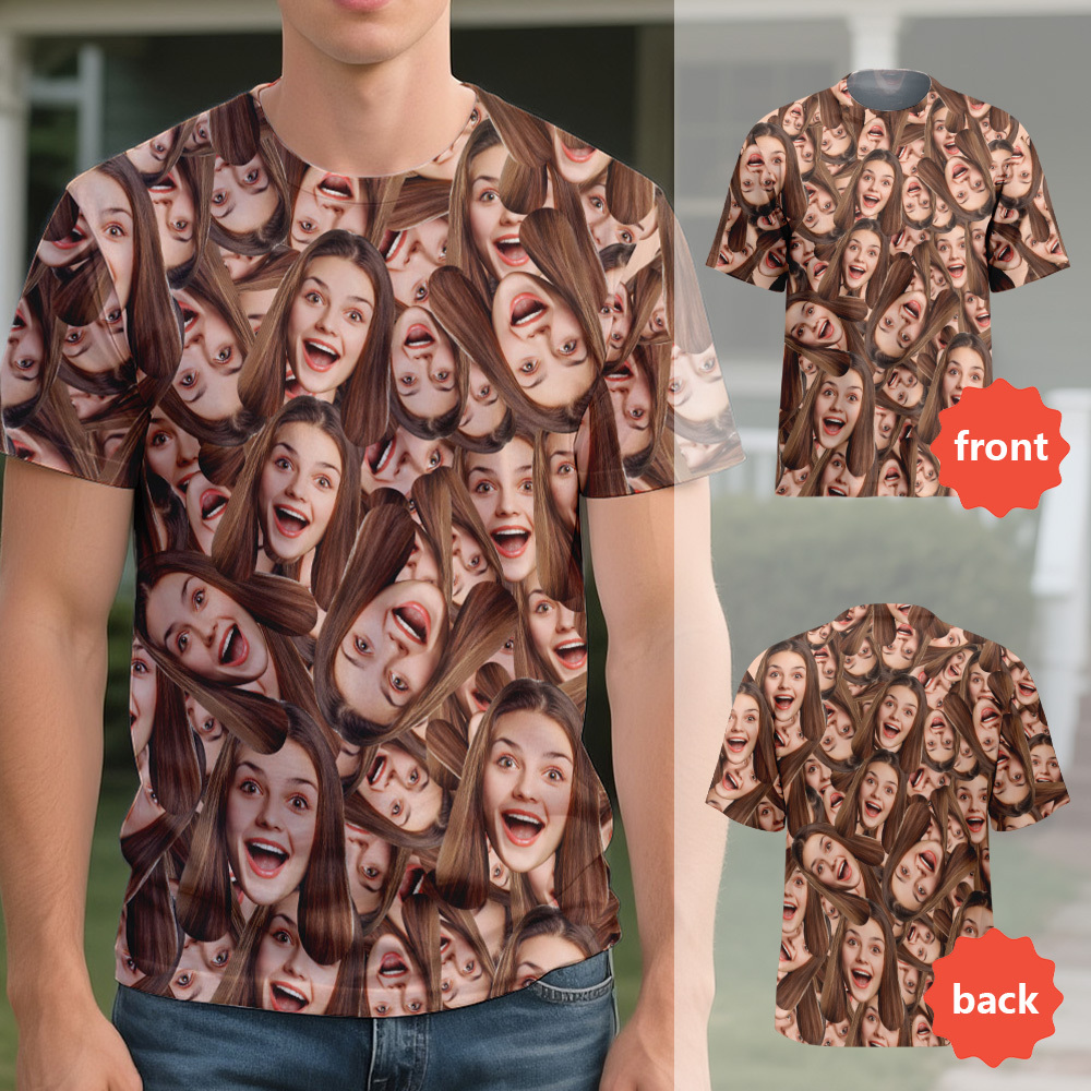 Personalized Face T Shirt for Men, Custom Family Faces Shirts, Personalized Photo Shirts for Men, Father Day Gift, All Over Faces T-Shirt