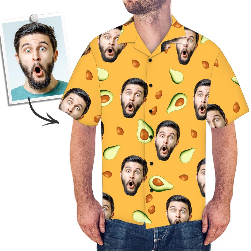 Custom Face Shirt Men's All Over Print Hawaiian Shirt Avocado	 - MyFaceBoxerUK