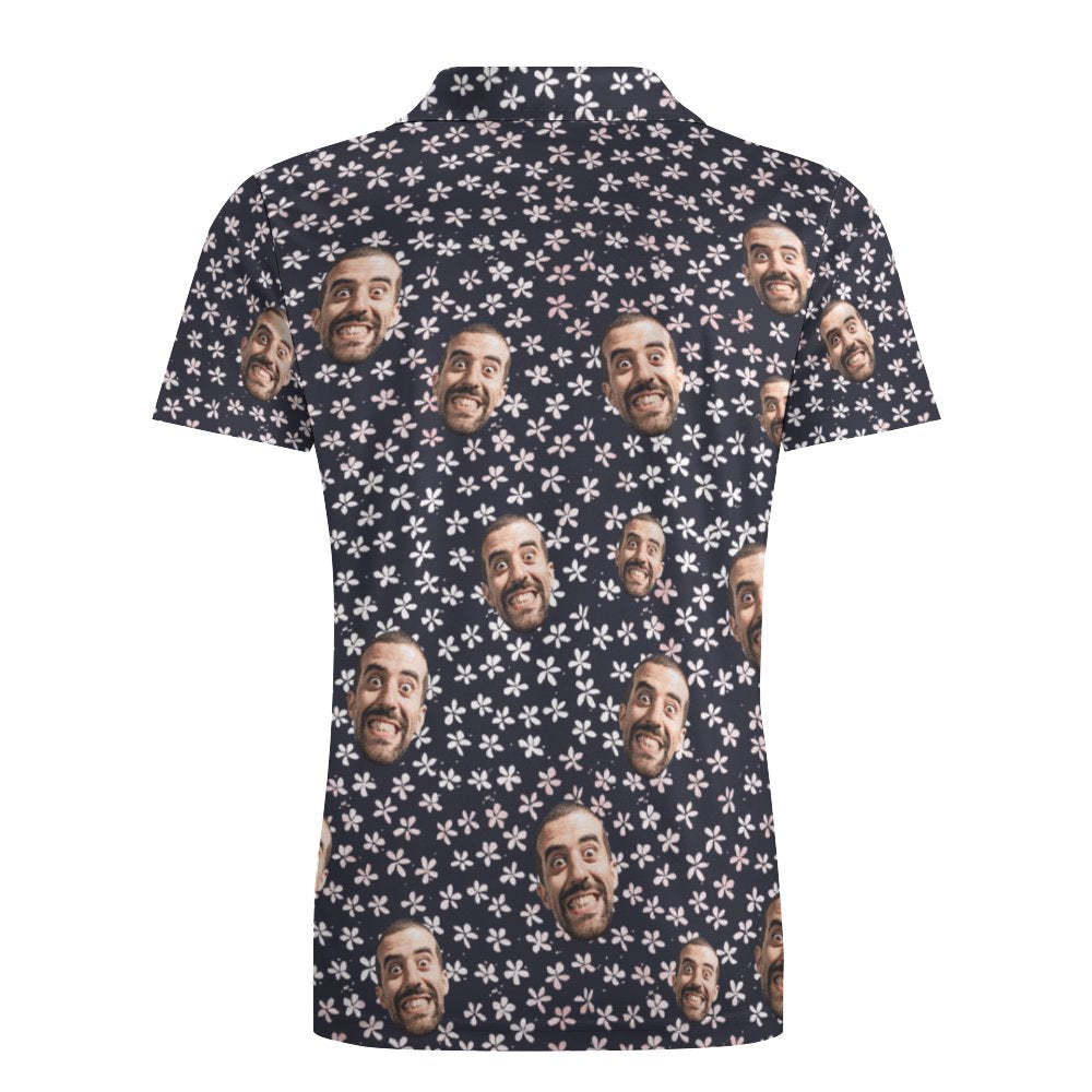 Custom Face Polo Shirt For Men Flowers Style Personalized Hawaiian Golf Shirts - MyFaceBoxerUK