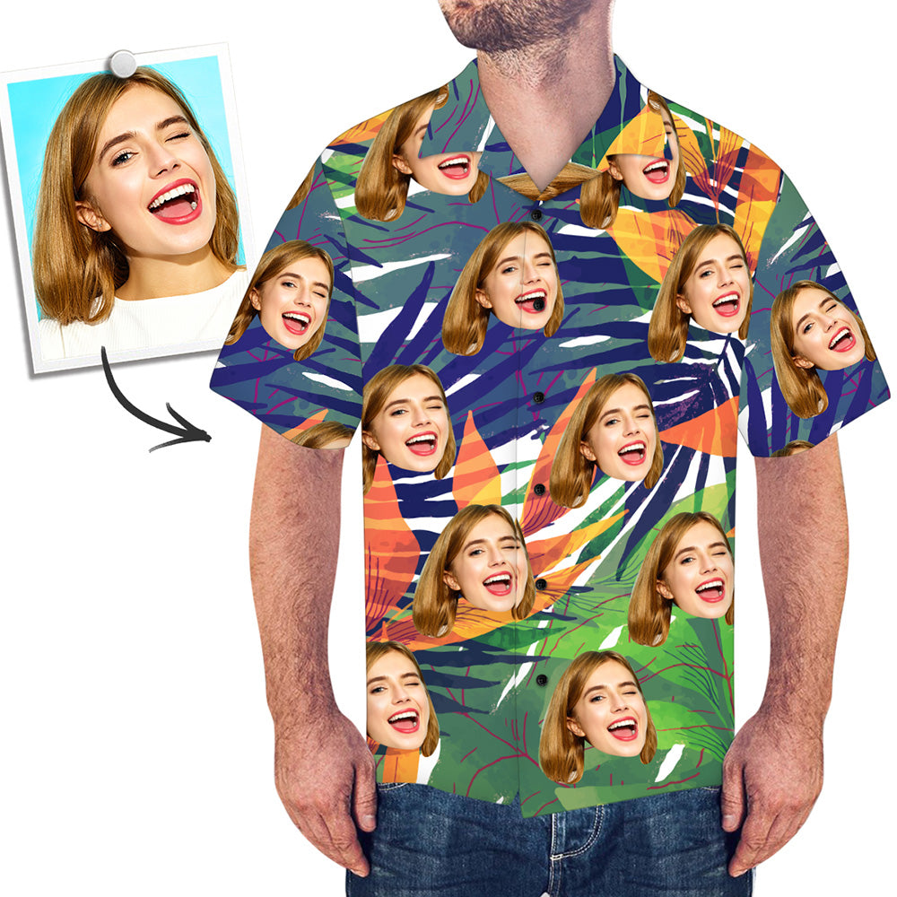 Custom Face Shirt Men's All Over Print Hawaiian Shirt for Him	 - MyFaceBoxerUK