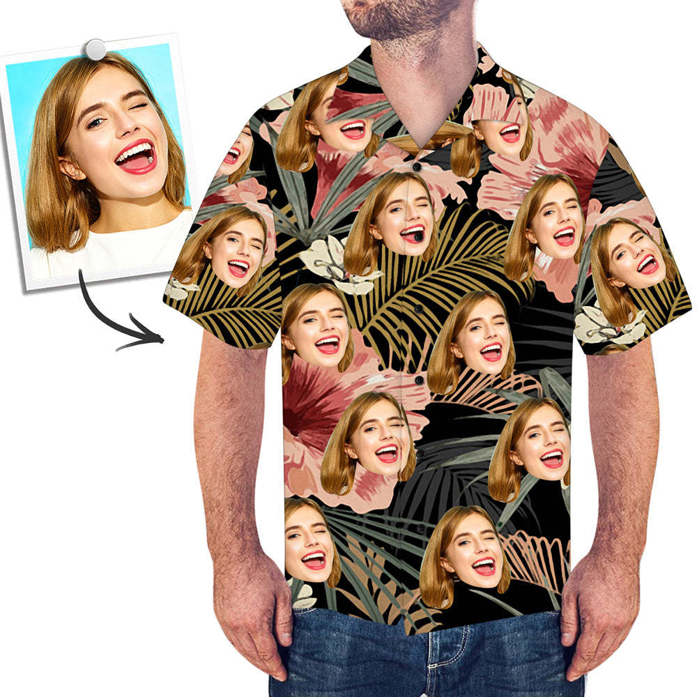 Custom Face Shirt Men's All Over Print Hawaiian Shirt Tropic Style - MyFaceBoxerUK