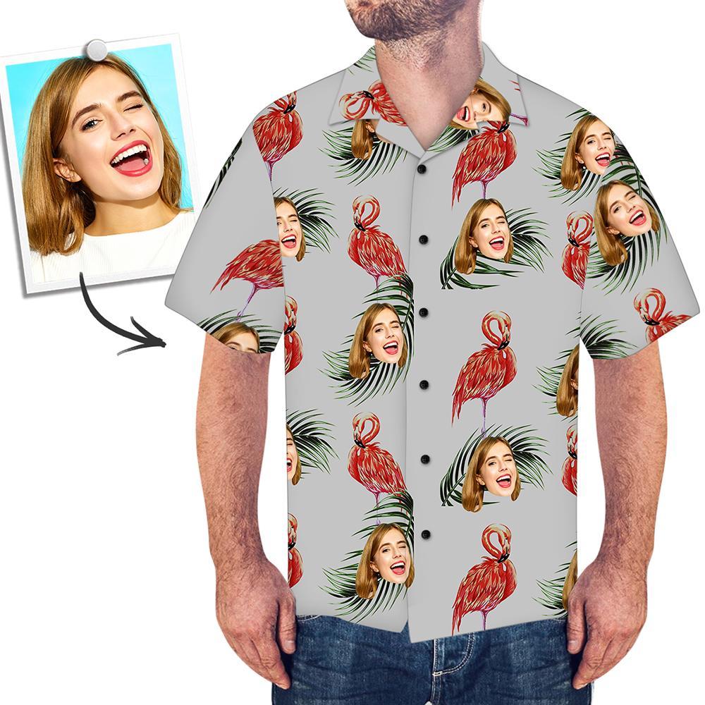 Custom Face Hawaiian Shirt Red Flamingo - MyFaceBoxerUK