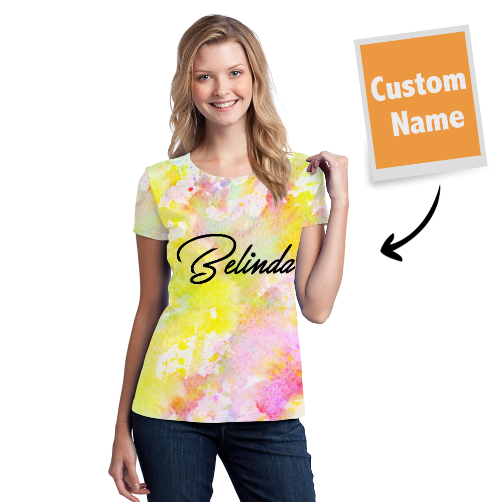 Tie-dye T-shirt Name T-shirt Fashion Style- Women's	 - MyFaceBoxerUK