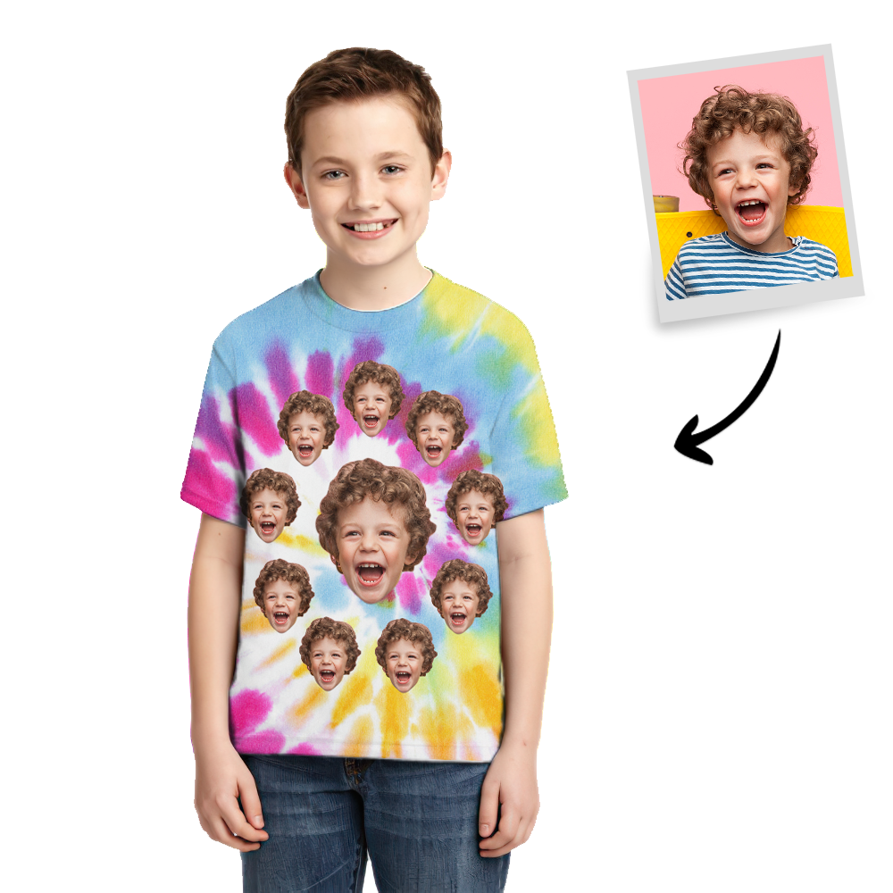 Tie-dye T-shirt Photo T-shirt Fashion Style Children's Gifts - MyFaceBoxerUK