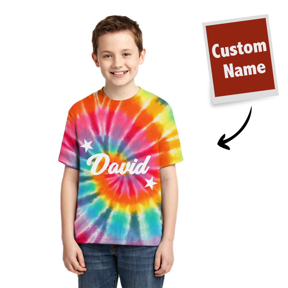 Tie-dye T-shirt Custom T-shirt Rainbow Color Children Gifts - MyFaceBoxerUK