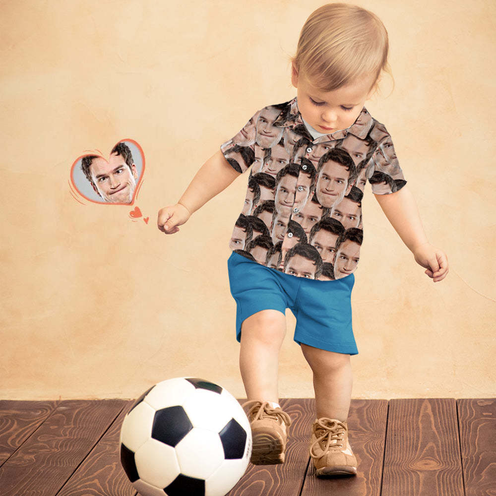 Custom Face Shirt Kid's Hawaiian Shirt Face Mash	 - MyFaceBoxerUK