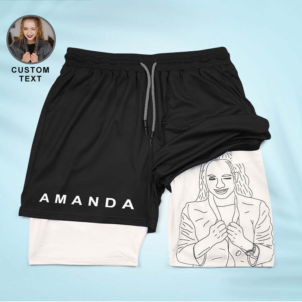 Custom Photo Men's Sports Shorts Personalized GYM Casual Workout Runni Sports Shorts Father's Day Gift - MyFaceBoxerUK