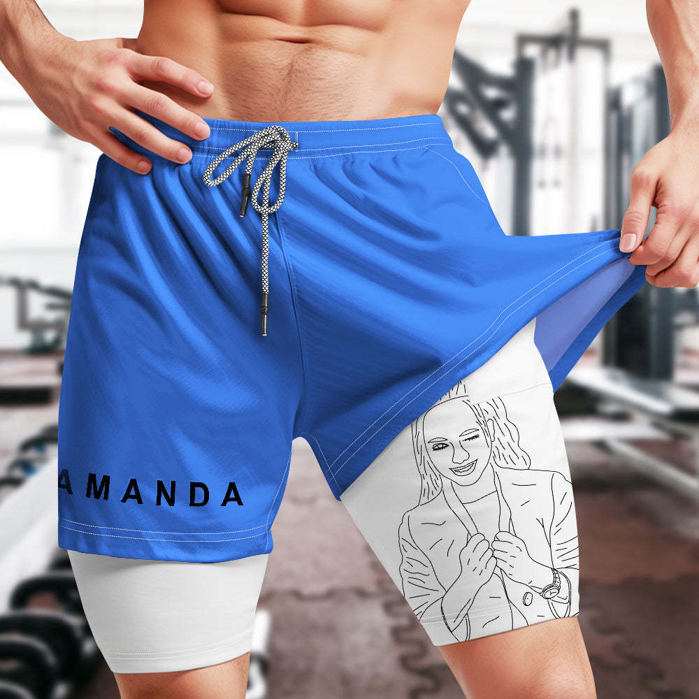Custom Photo Men's Sports Shorts Personalized GYM Casual Workout Runni Sports Shorts Father's Day Gift - MyFaceBoxerUK