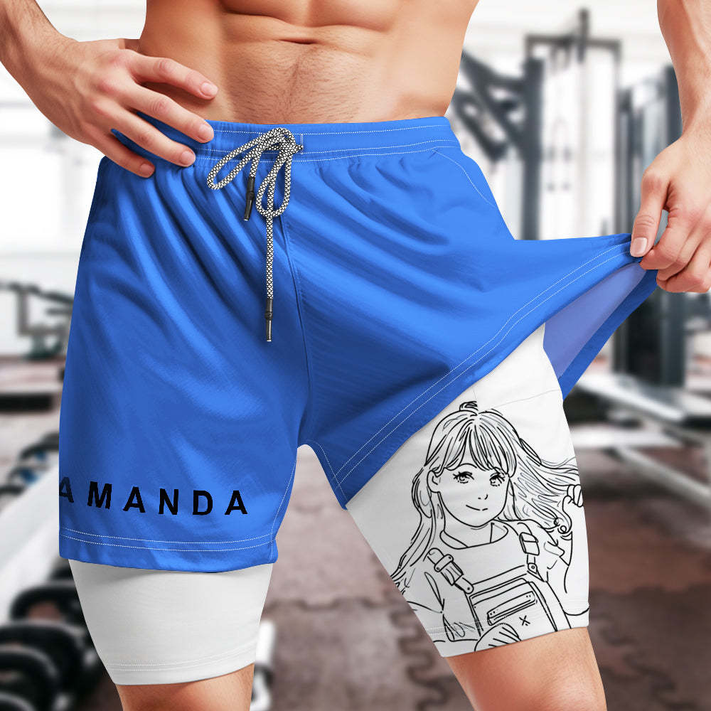 Custom Photo Men's Sports Shorts Personalized GYM Casual Workout Runni Sports Shorts Father's Day Gift - MyFaceBoxerUK