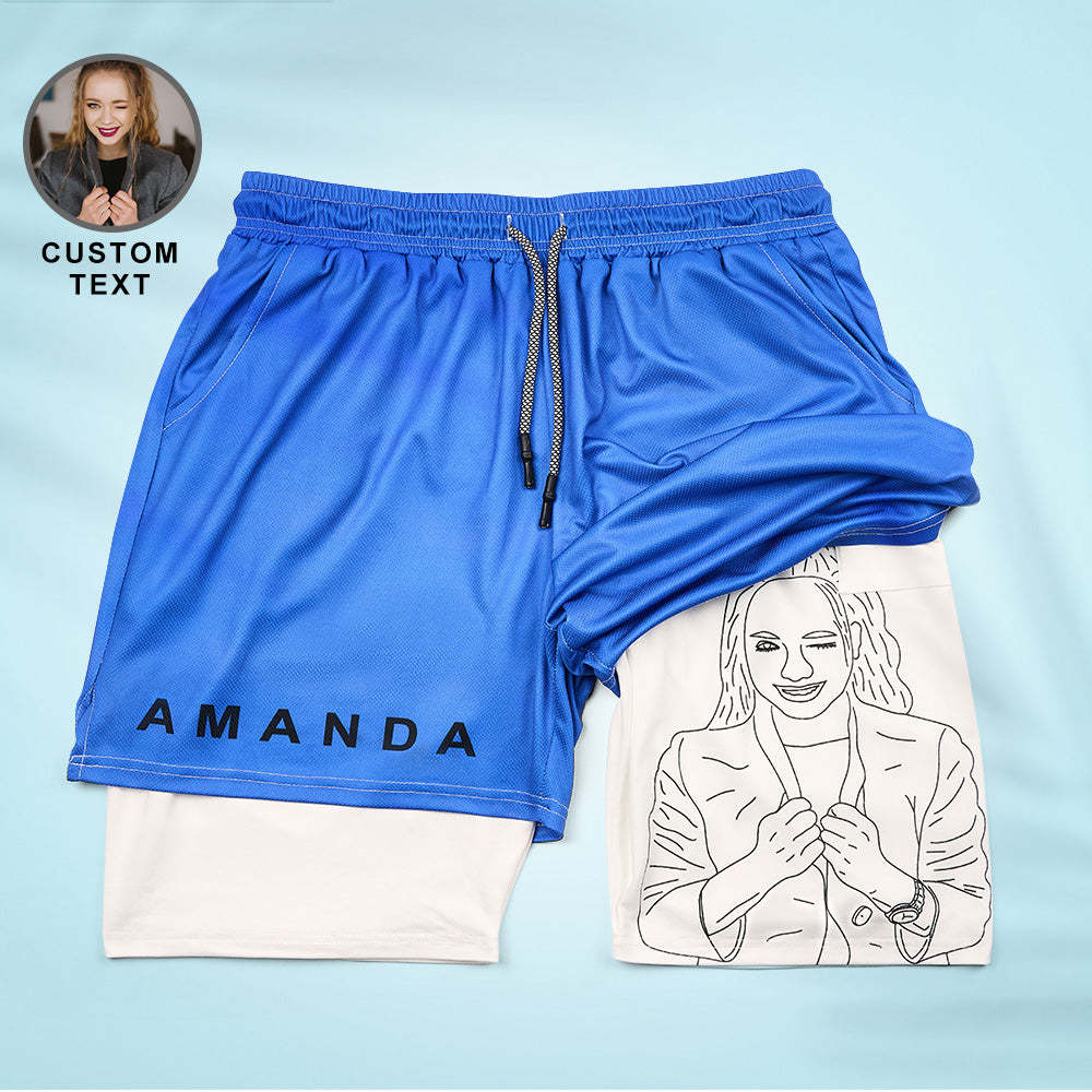 Custom Photo Men's Sports Shorts Personalized GYM Casual Workout Runni Sports Shorts Father's Day Gift - MyFaceBoxerUK